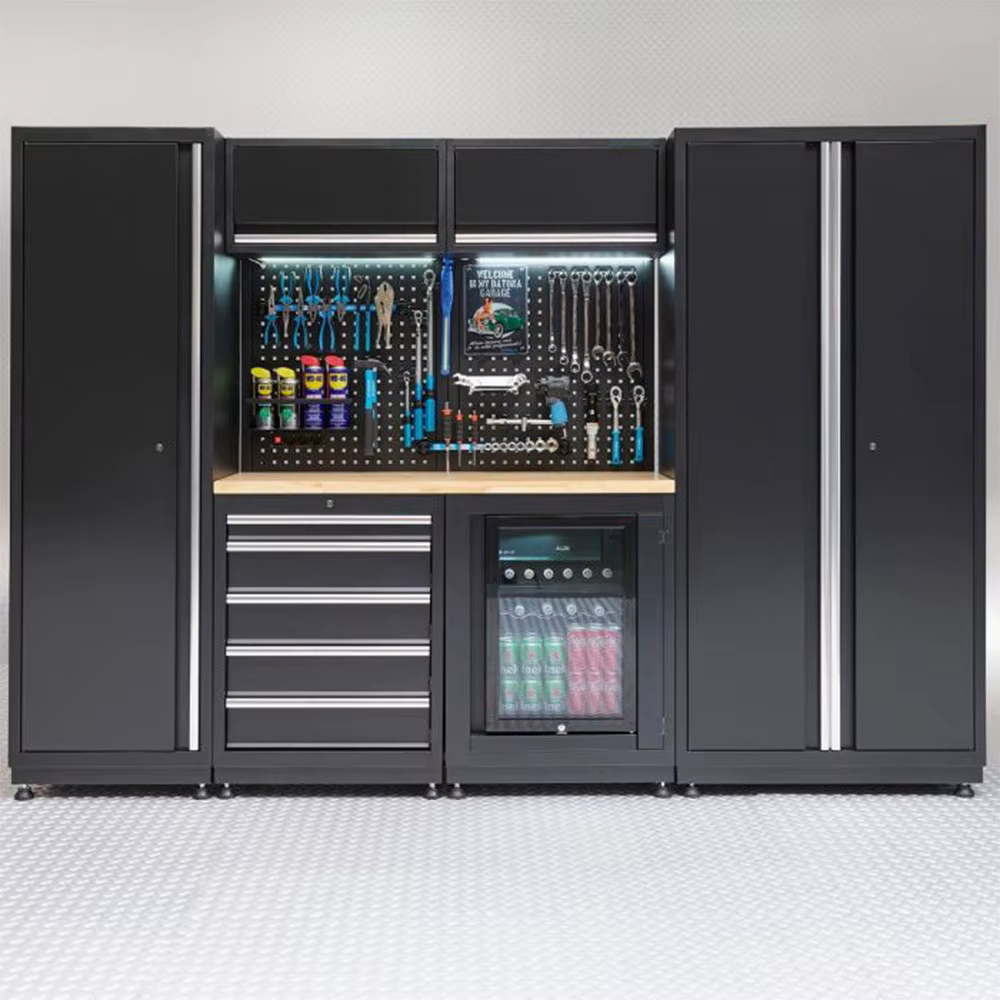 Banc de travail complet pour garage avec armoire à outils et tiroirs