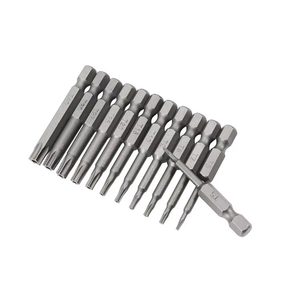 T5 T6 T7 T8 T9 T10 T15 T20 T25 T27 T30 T40 Torx Tournevis Hexagonal Magnétique de Sécurité Tête 1/4 "Tige Hexagonale Forets