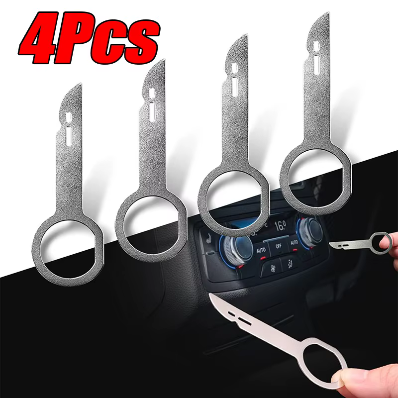 Outil de retrait d'autoradio, extracteur stéréo, clé de déverrouillage, unité principale, outil d'installation Audio pour VW Audi Ford Mercedes Benz Skoda 4 pièces