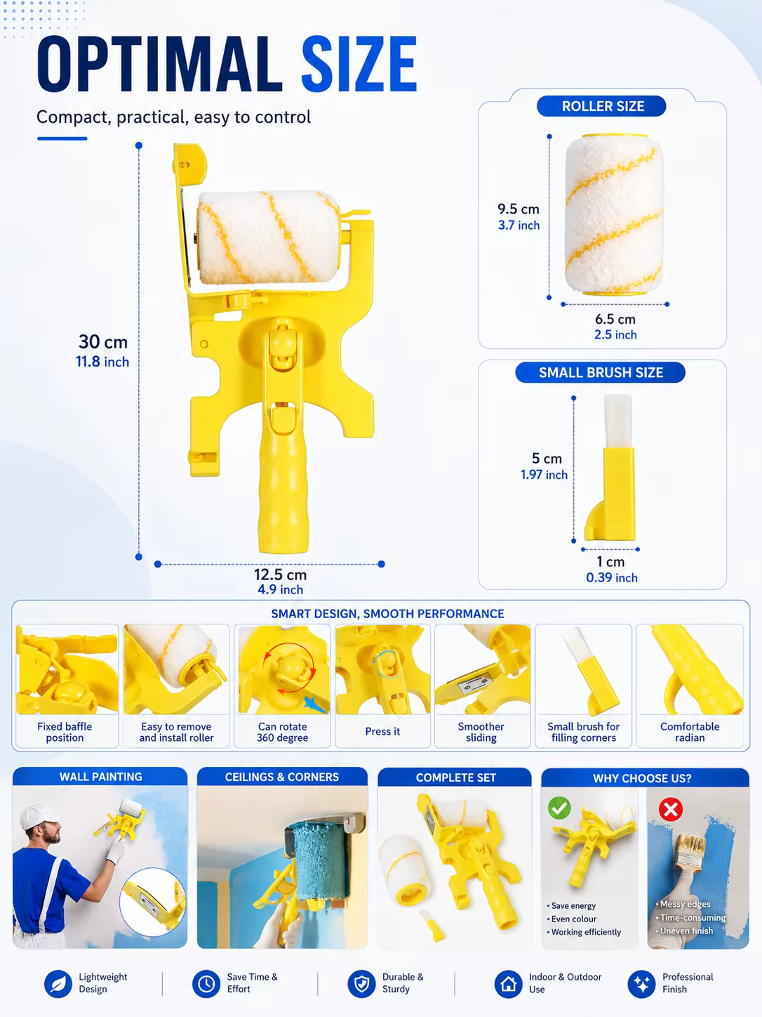 Kit de rouleaux de peinture multifonctionnel pour murs et plafonds