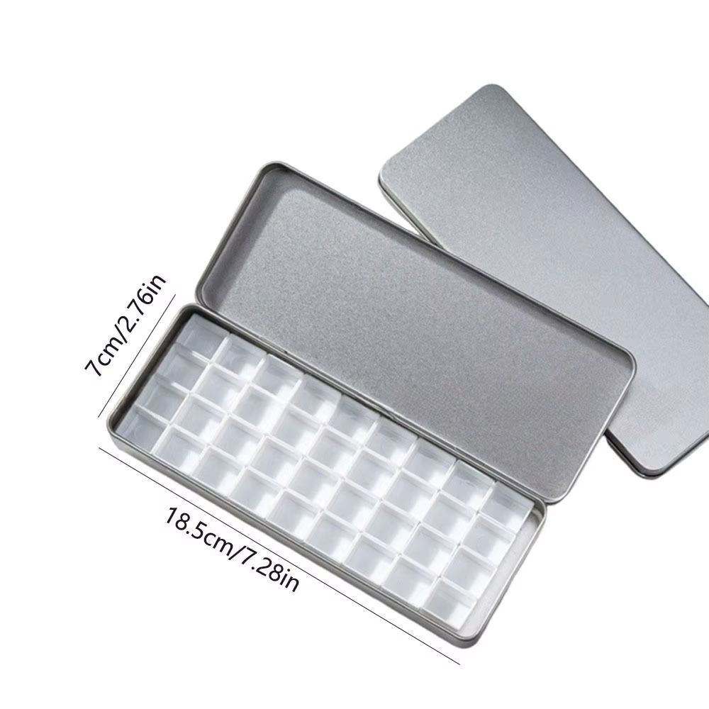 Boîte de portionnement pour aquarelle couleur argent, plateau de peinture vide portable, 36 compartiments, palette de peinture détachable, emballage pour aquarelle