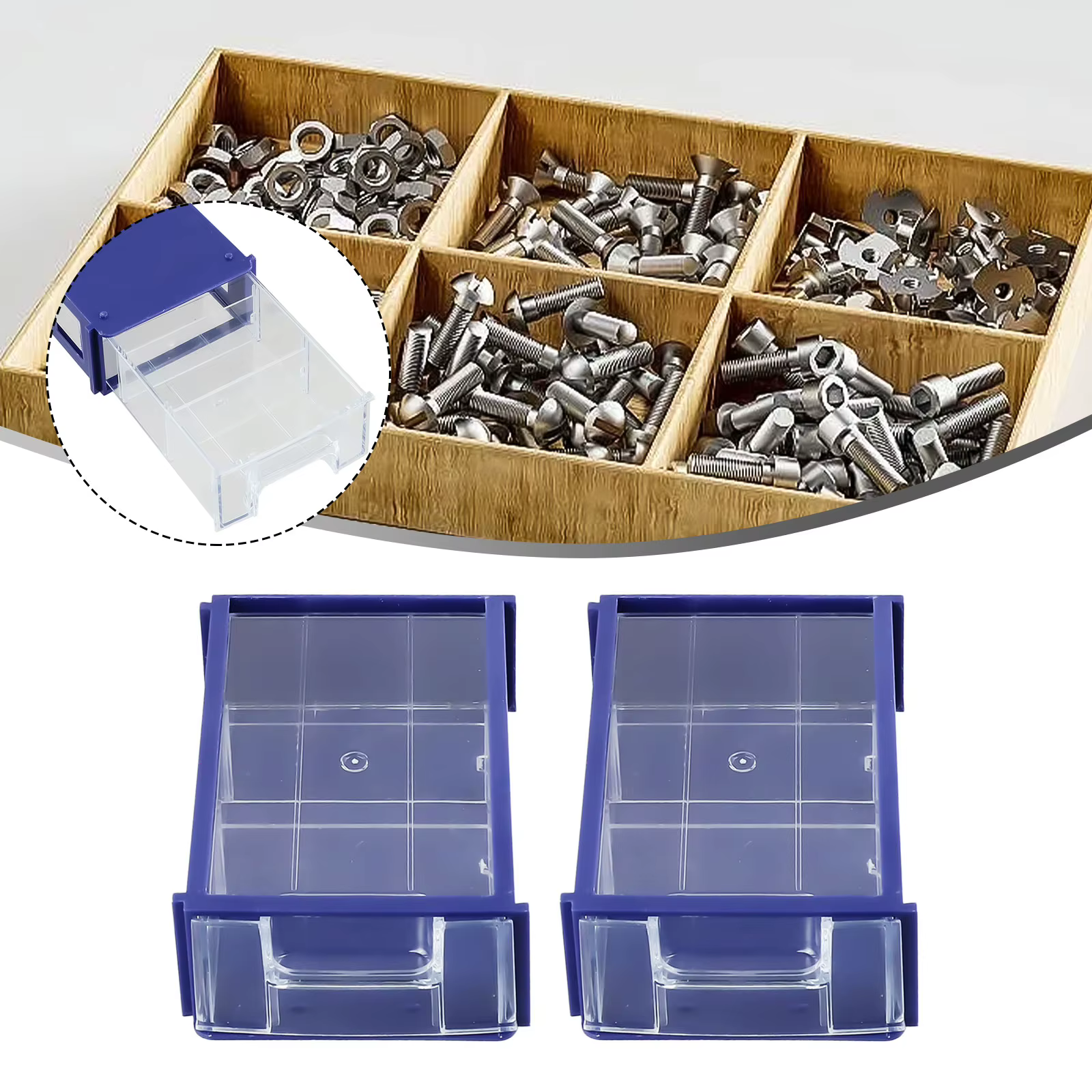 Boîtes de rangement de pièces de quincaillerie en plastique empilables