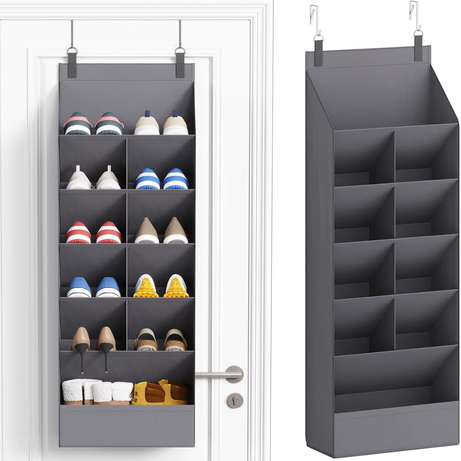 Sac de rangement pour chaussures en tissu, à suspendre à la porte, pour placard, dortoir, peut contenir jusqu'à 12 paires, organisateur de chaussures multi-usages