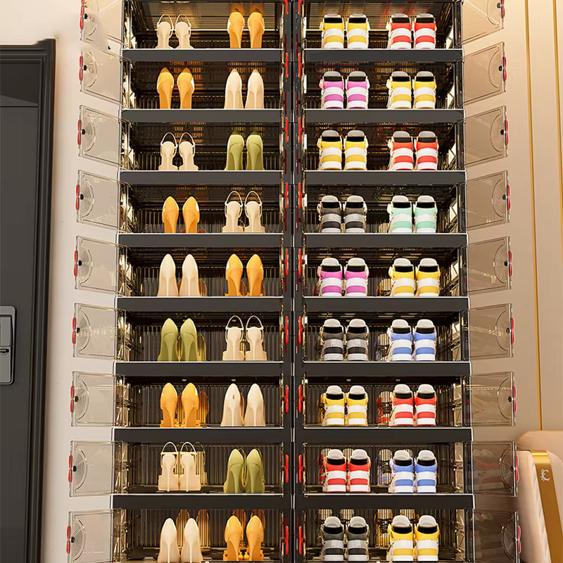 Meuble de rangement pliable multi-niveaux grande capacité pour chaussures et snacks, pour salon