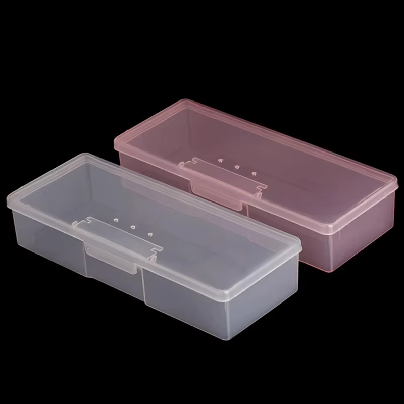 Boîte de rangement pour Nail Art, organisateur d'accessoires pour ongles, conteneur en plastique cuboïde transparent, mallette d'emballage pour brosse à ongles, lime, outils de manucure