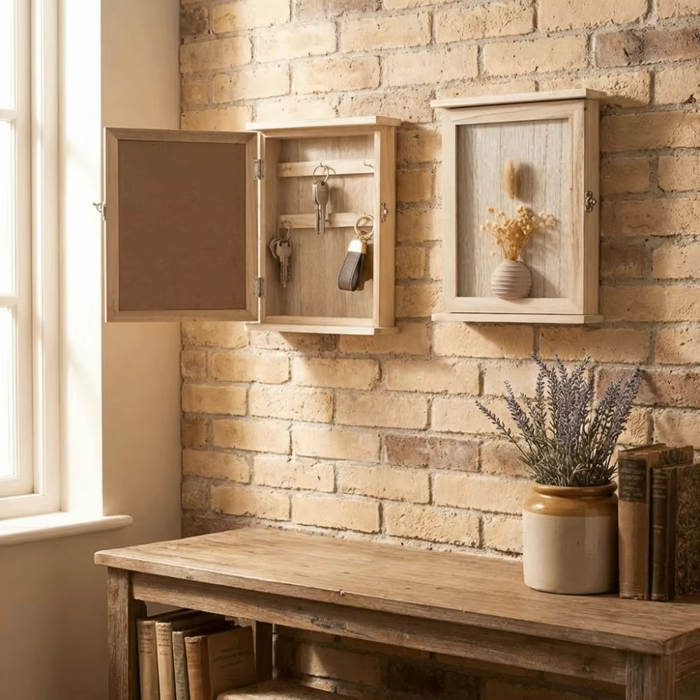 Boîte de rangement murale en bois pour clés