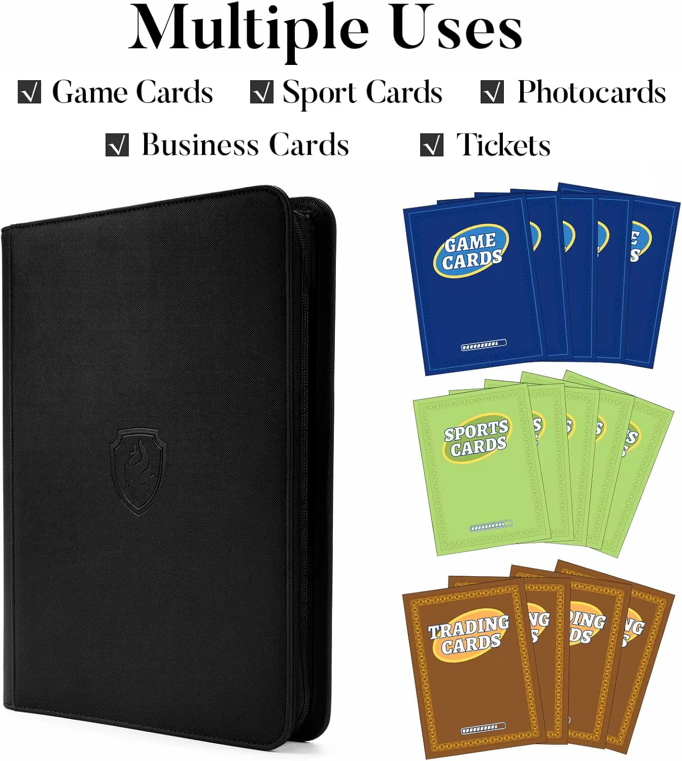 Classeur de cartes à fermeture éclair à 9 poches