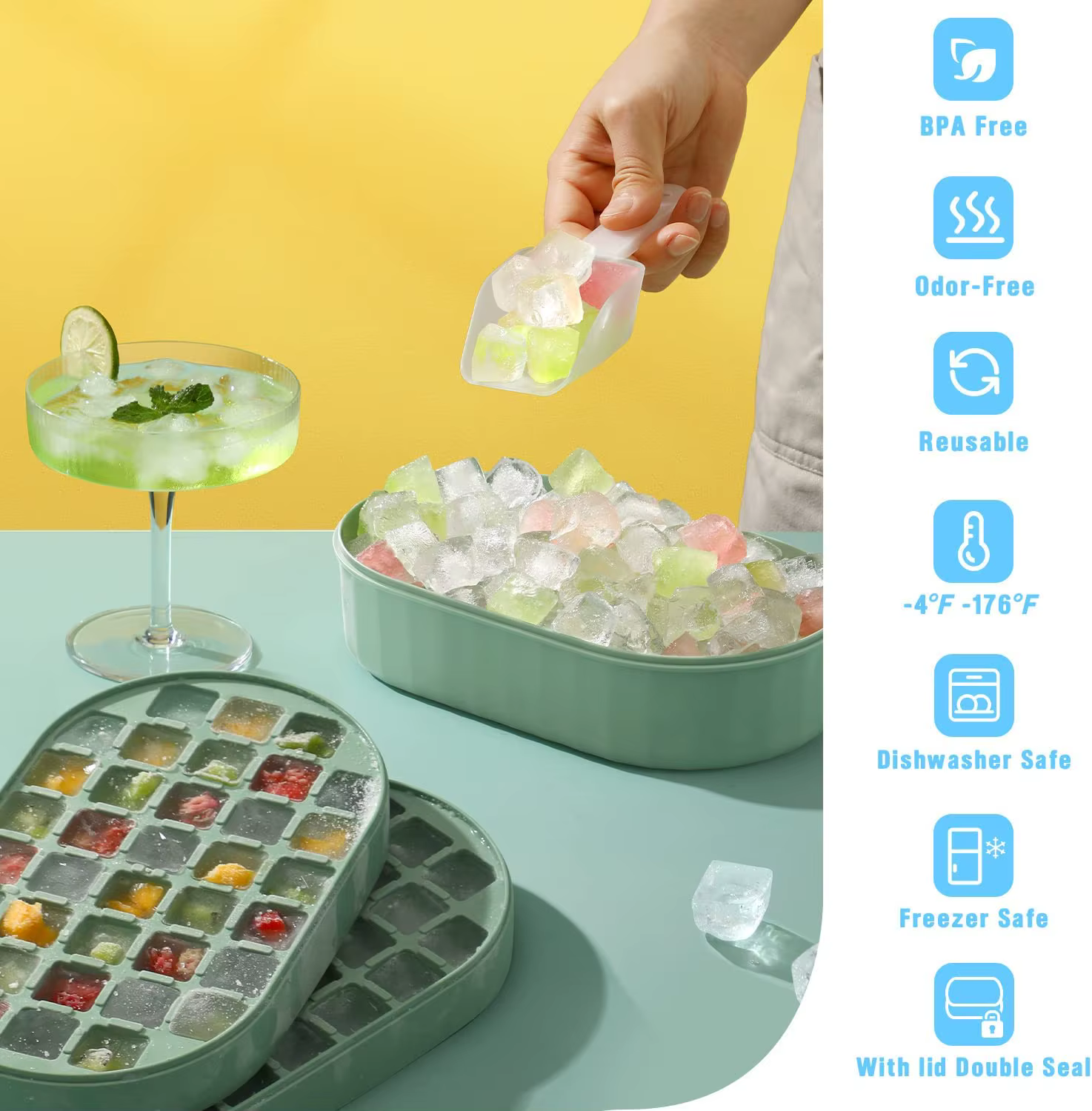 Ensemble de boîtes de moules à blocs de glace à 72 grilles