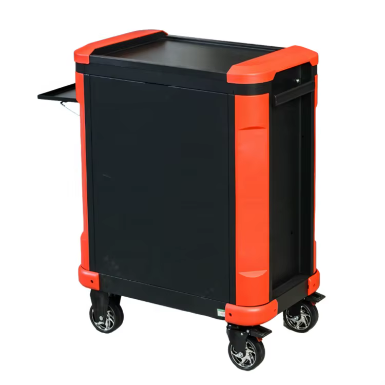 Chariot à outils en métal noir et rouge à 5 tiroirs