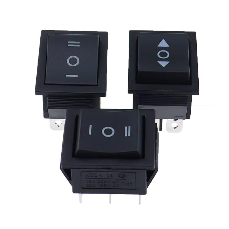 1 pièces KCD4 25X31mm interrupteur à bascule noir 6 broches 3 positions ON-OFF-ON Double réinitialisation/interrupteur de verrouillage 16A 250V 20A 25A 125VAC