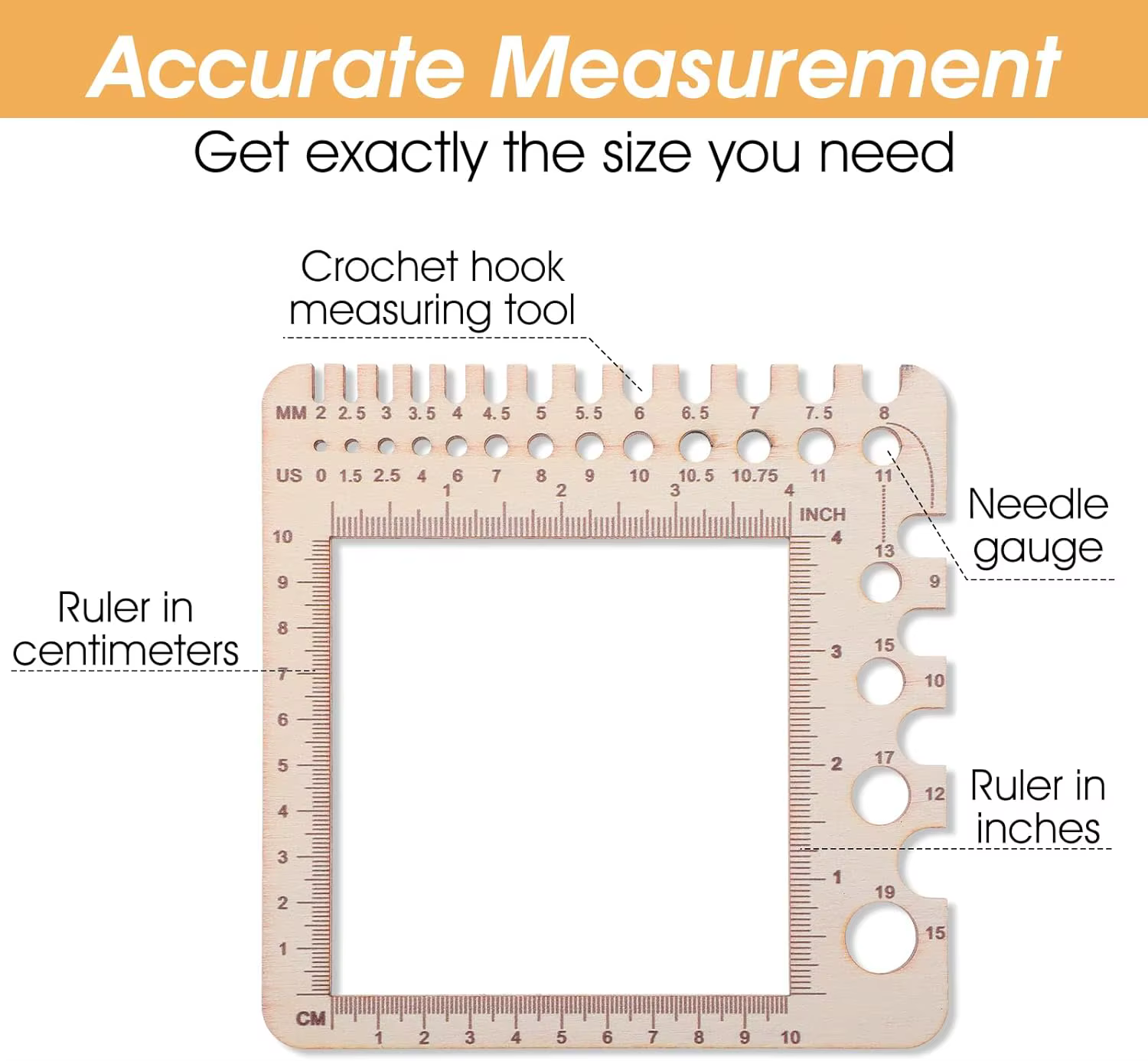 Règle en bois multifonction pour le crochet : compteur de points