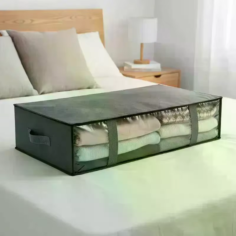 Lot de 4 conteneurs de rangement sous le lit, sacs de rangement pour couvertures, rangement pour chaussures et organisation, organisateur de literie gain de place pour chambre à coucher
