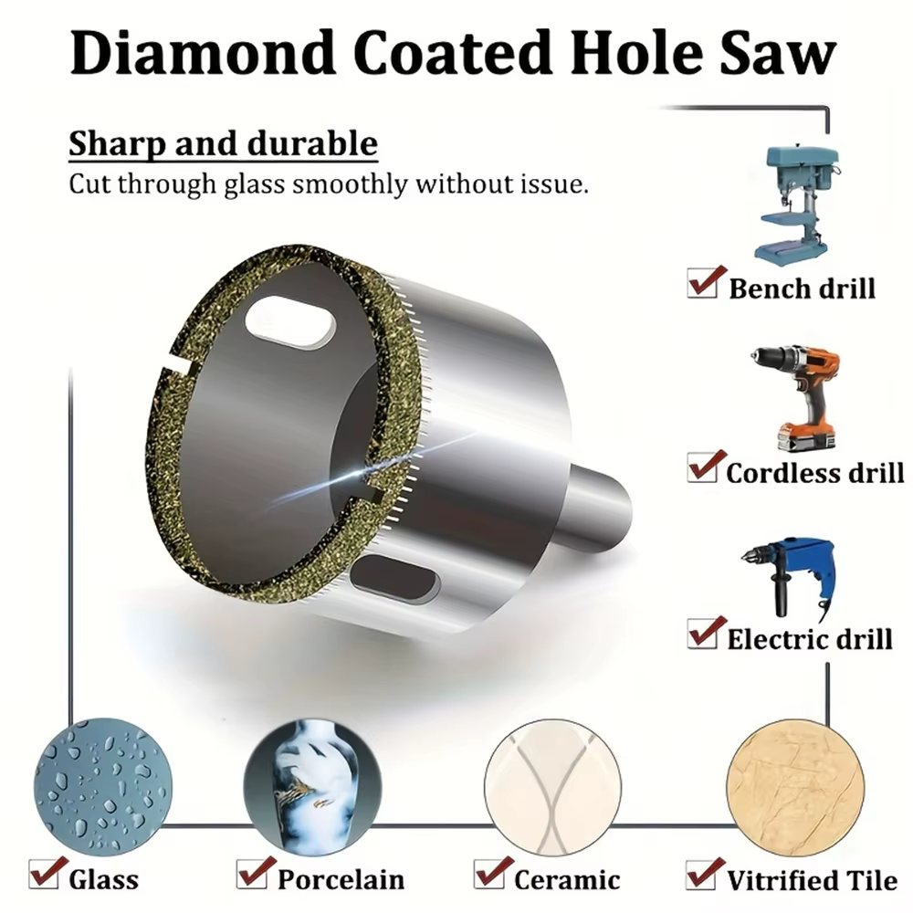 Coupe-trou revêtu de diamant 10 pièces/ensemble 6mm-30mm