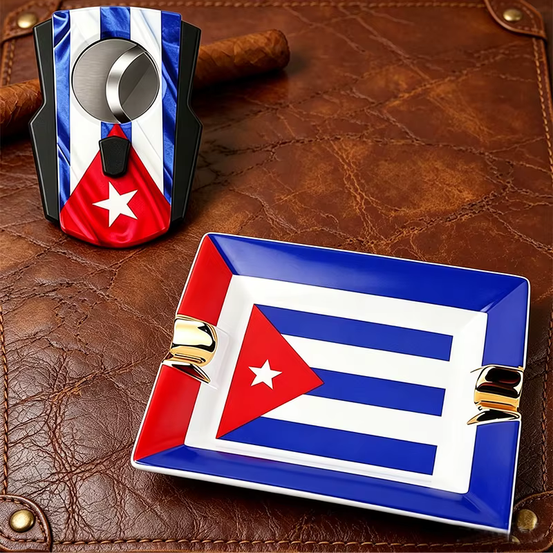 Ensemble de cigares avec drapeau cubain