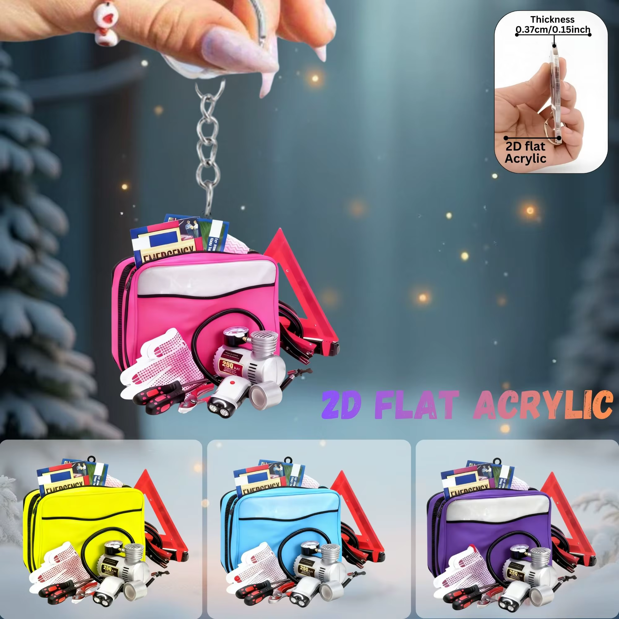 Porte-clés 2D pour kit d'urgence automobile