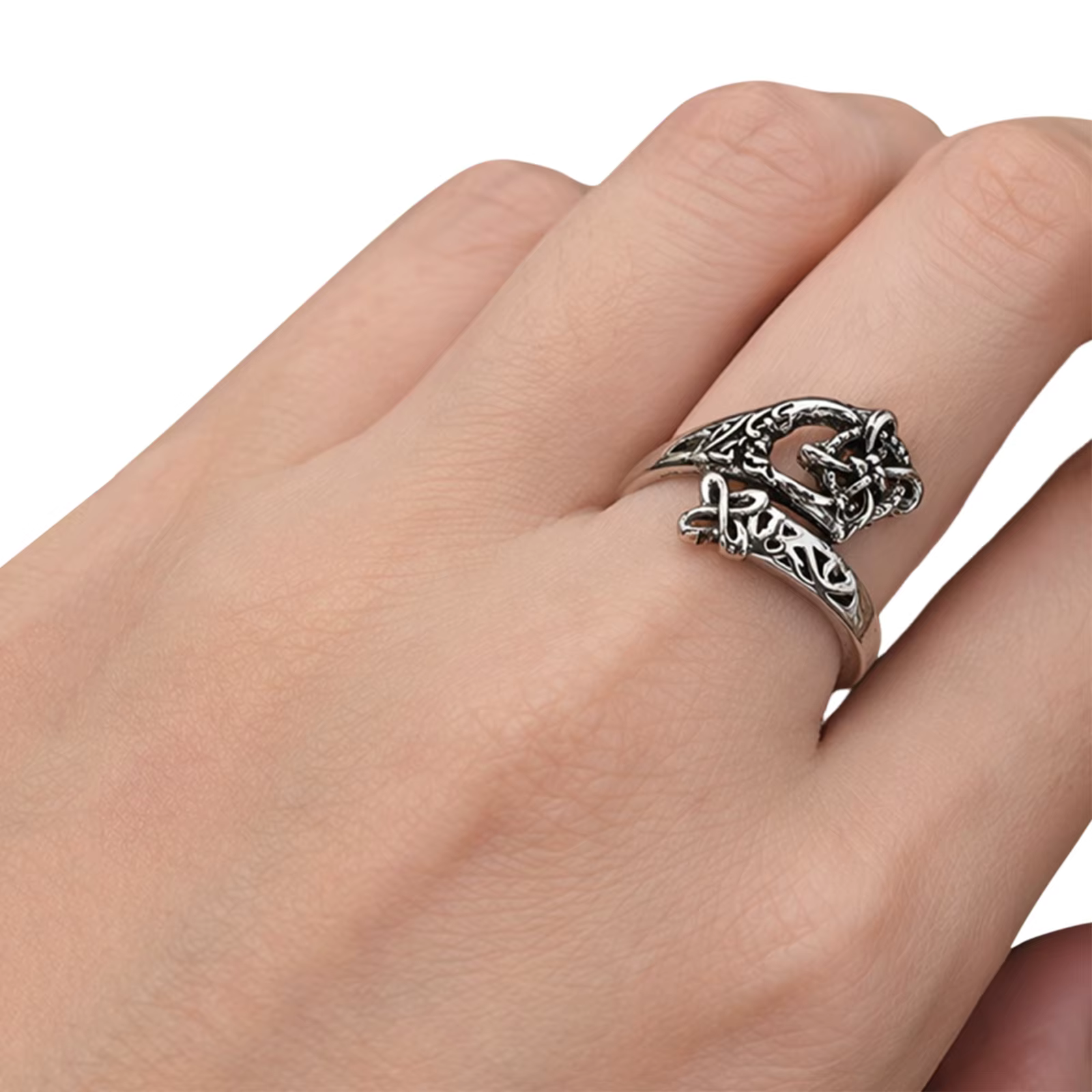 Bague ajustable en argent avec nœud de protection pour femmes