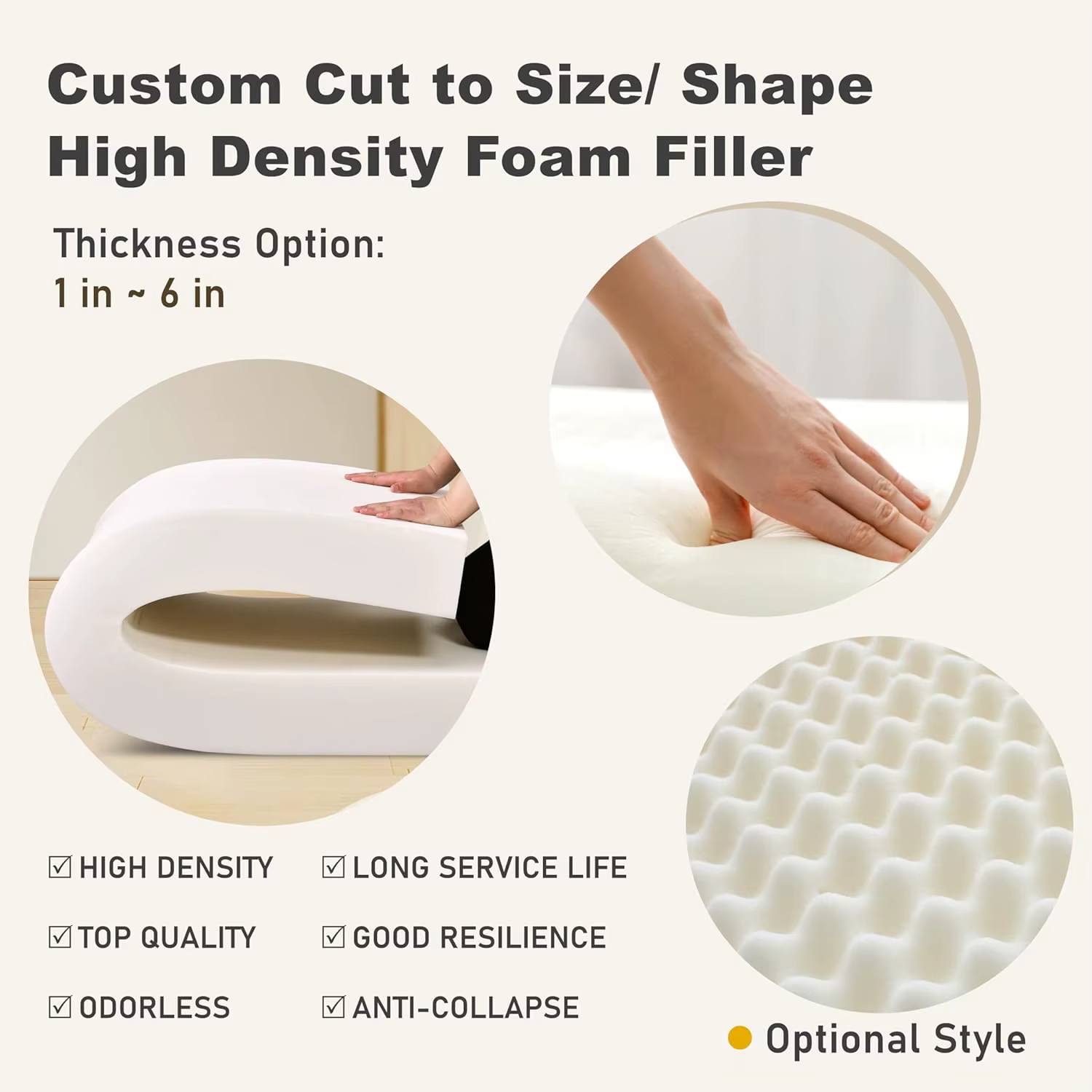 Remplisseur de mousse 45D en forme personnalisée