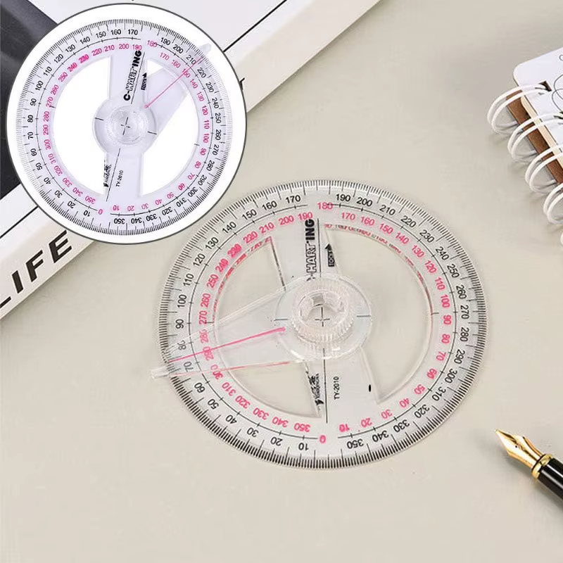 2 pièces Rapporteur circulaire de mesure d'angle à 360 degrés pour l'école, la salle de classe, le bureau, le dessin technique et la mesure