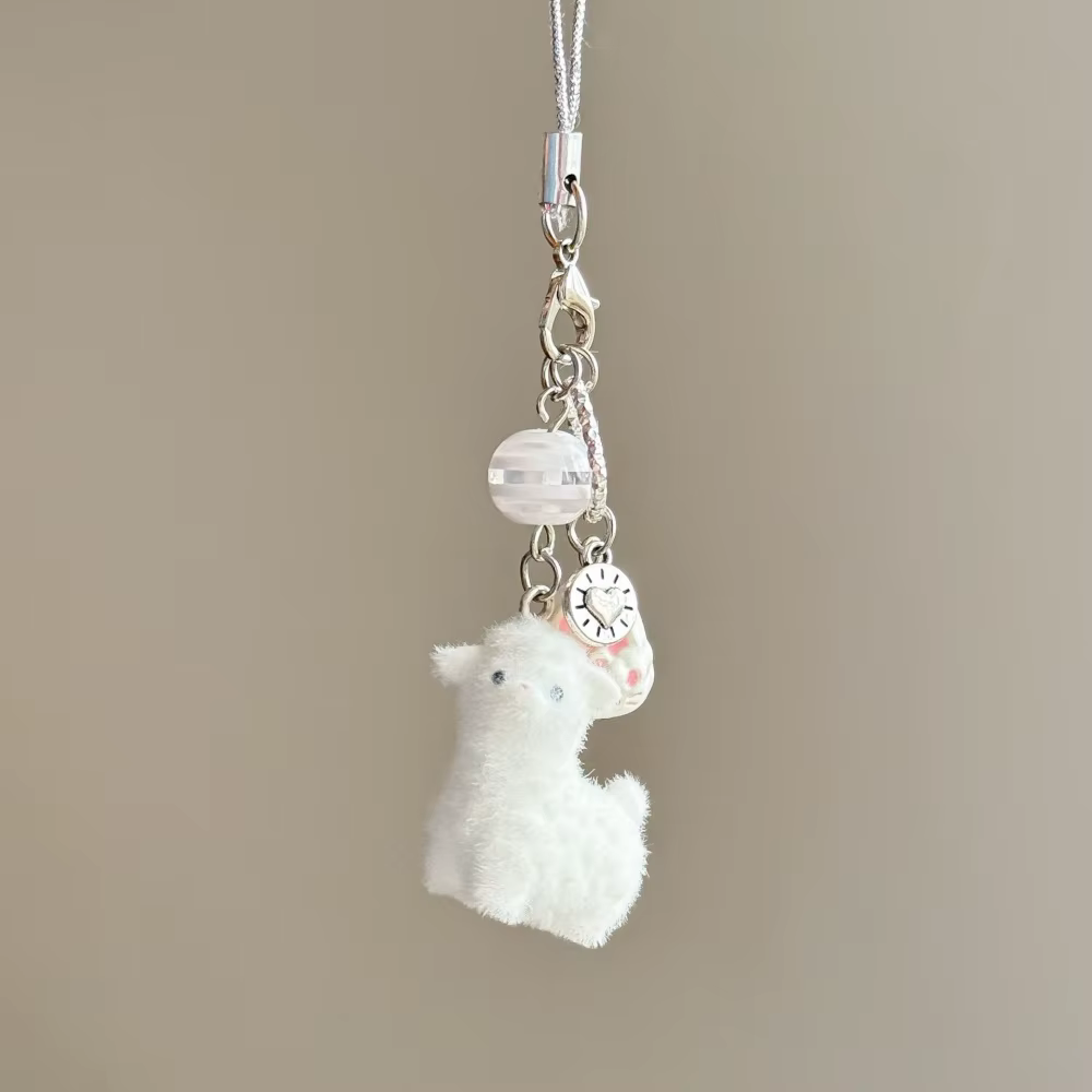 Porte-clés animal 3D, Porte-clés mouton floqué de haute qualité