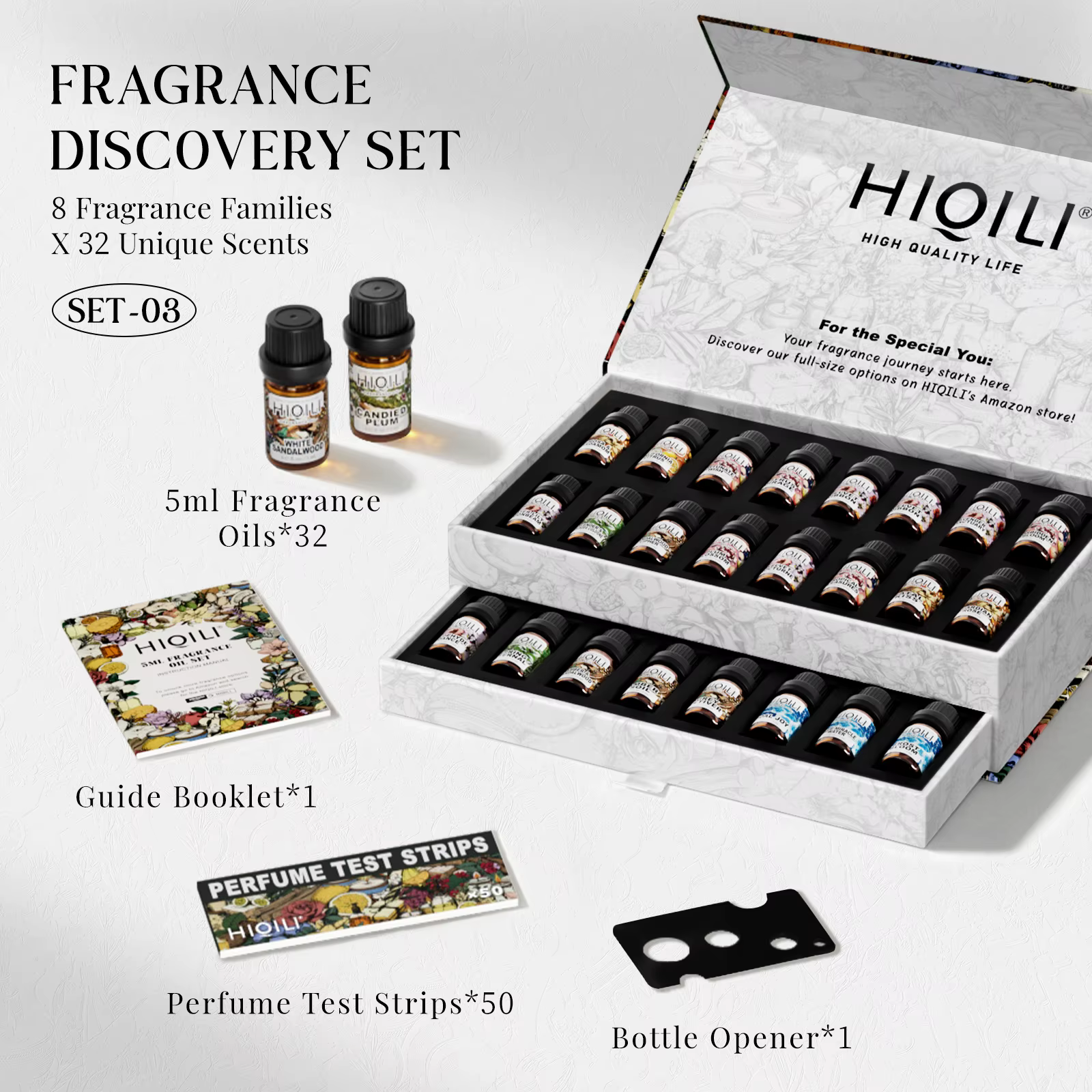 Coffret cadeau HIQILI, ensemble de 32 pièces, huile parfumée composite, pour filles et famille, pour diffuseur de parfum/humidificateur