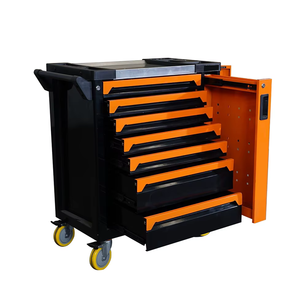 Chariot de rangement en acier robuste à 7 tiroirs avec roulettes