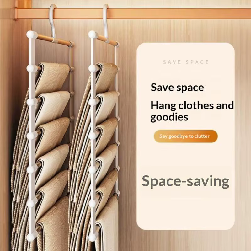 Porte-pantalons 7/5 niveaux pour l'organisation des vêtements à la maison, support de rangement antidérapant pour armoire