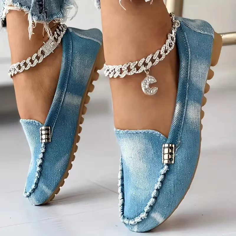 Femmes chaussures plates bout rond fond épais marche