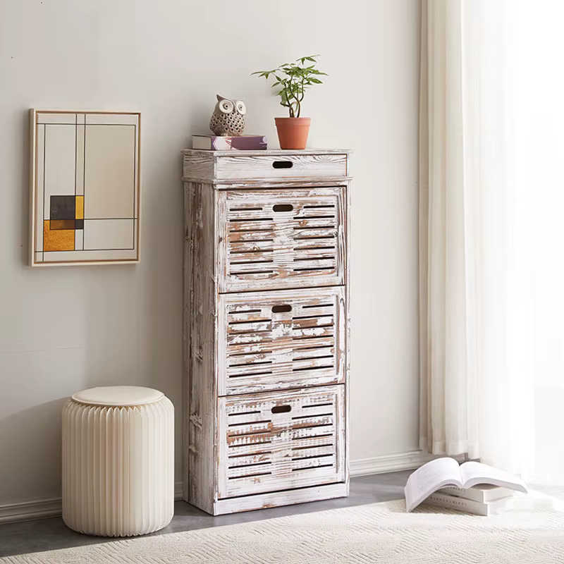 Armoire à chaussures rustique à 3 tiroirs rabattables de Style nordique