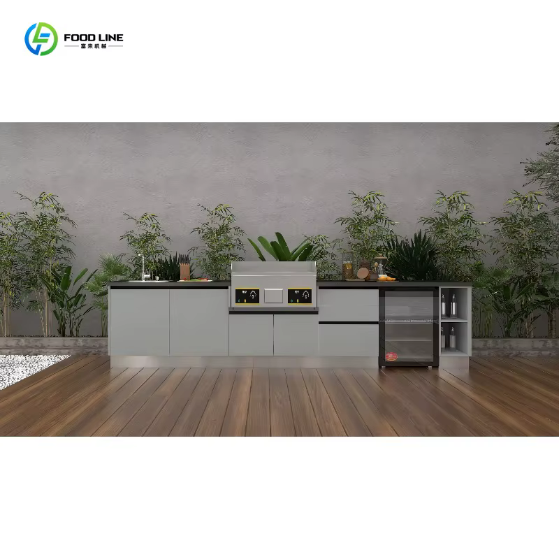 Cuisine extérieure personnalisée, plan de travail indépendant, étanche, respectueux de l'environnement, armoire en acier inoxydable 304