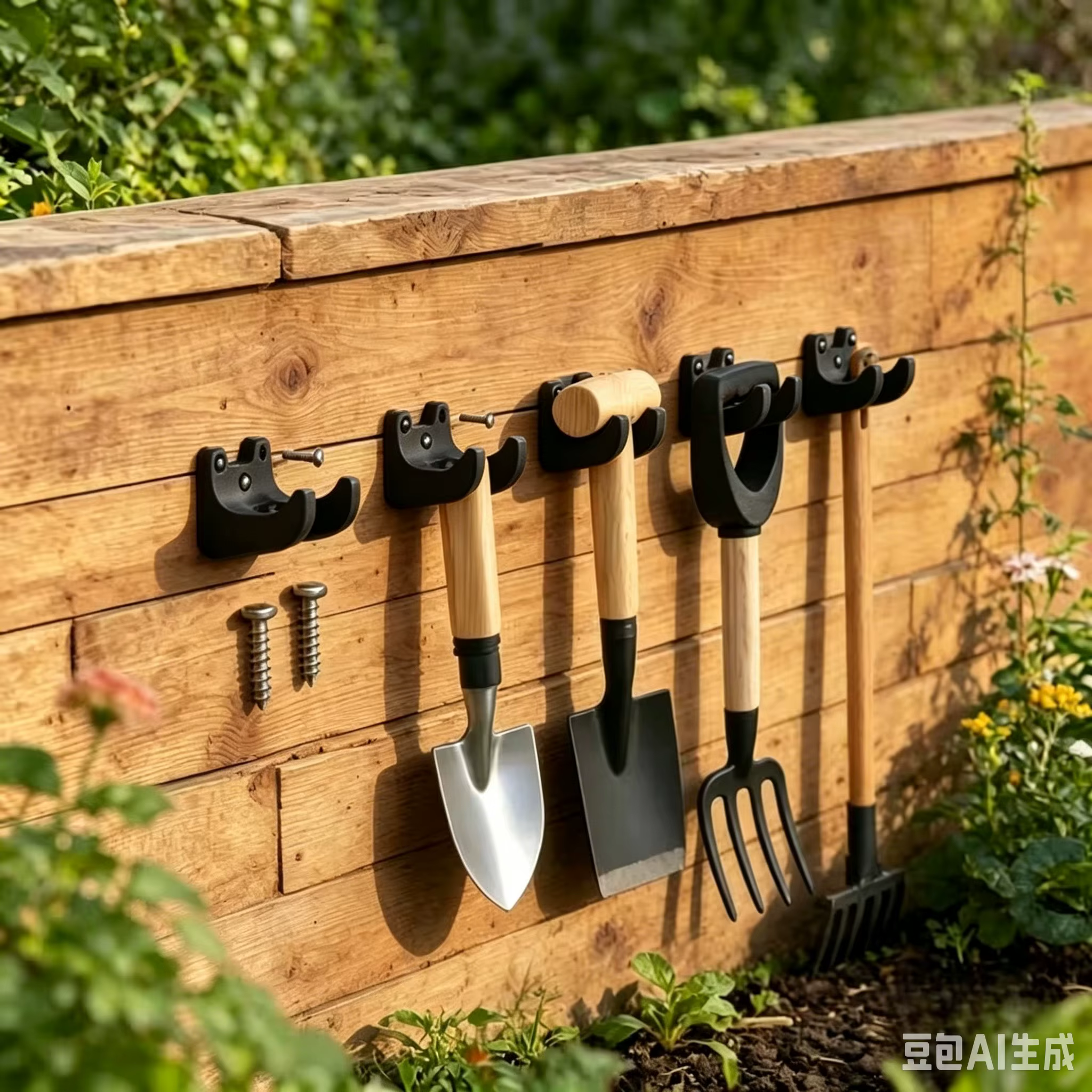 Lot de 4 crochets de rangement pour outils de jardin – ouverture de 35 mm