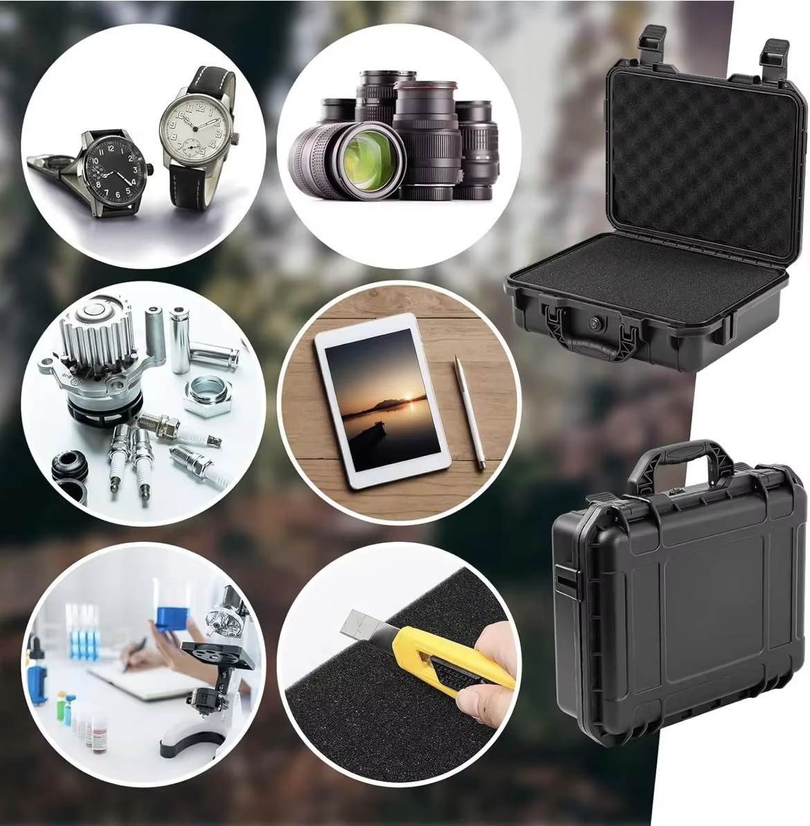 Boîte à outils rigide portable avec mousse prédécoupée