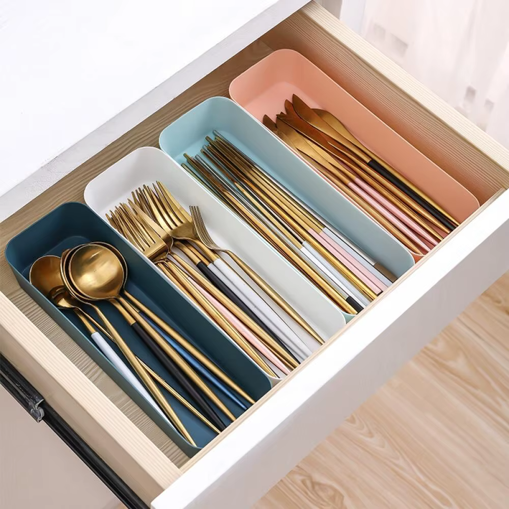 Boîte de rangement en plastique avec diviseurs pour tiroirs