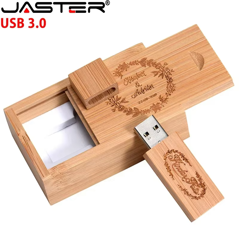 10 PCS LOT USB 3.0 LOGO personnalisé gratuit USB en bois avec boîte clé USB clé USB 4GB 8GB 16GB 32GB 64GB clé mémoire pour cadeau
