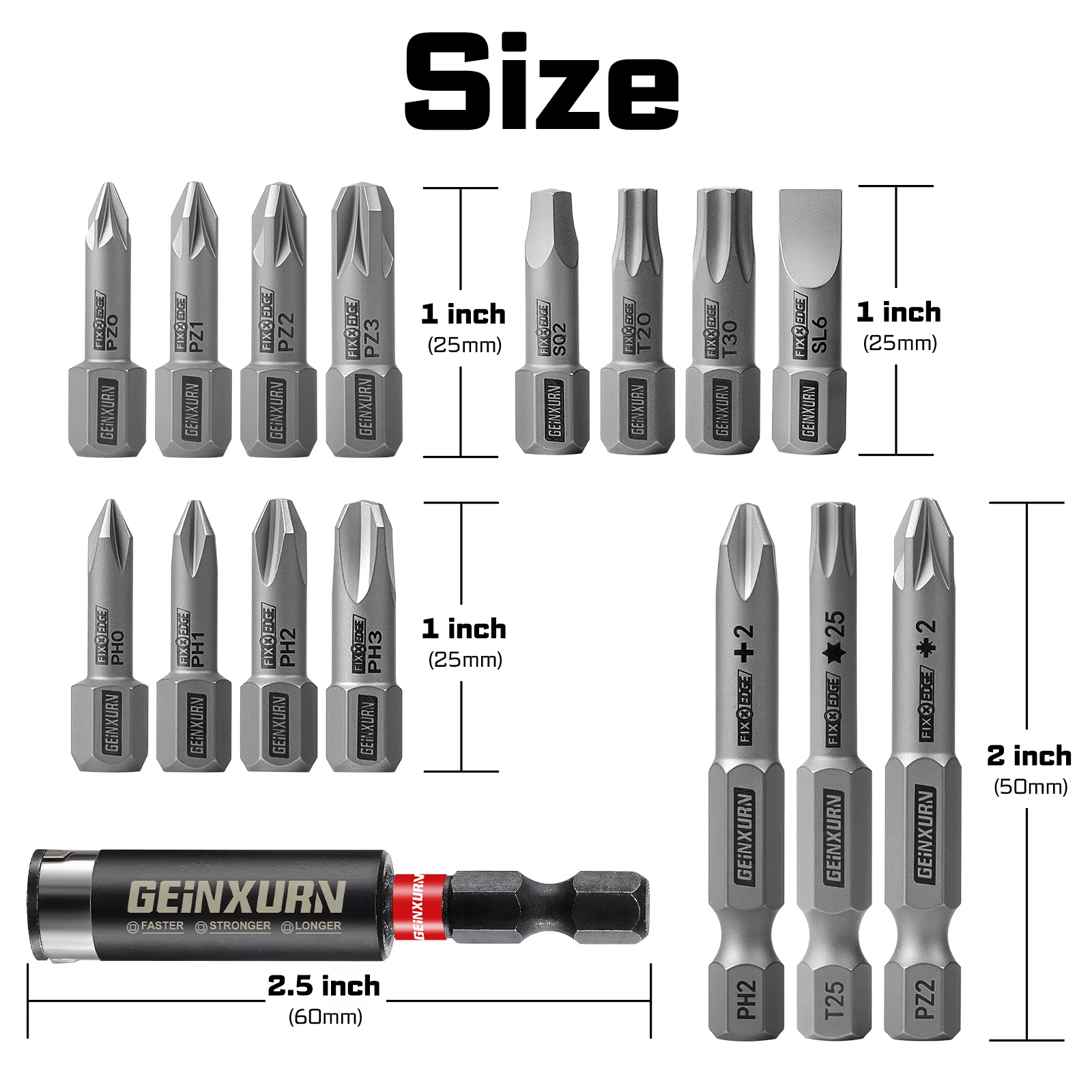 Jeu de 10 embouts de tournevis FIXEDGE Geinxurn
