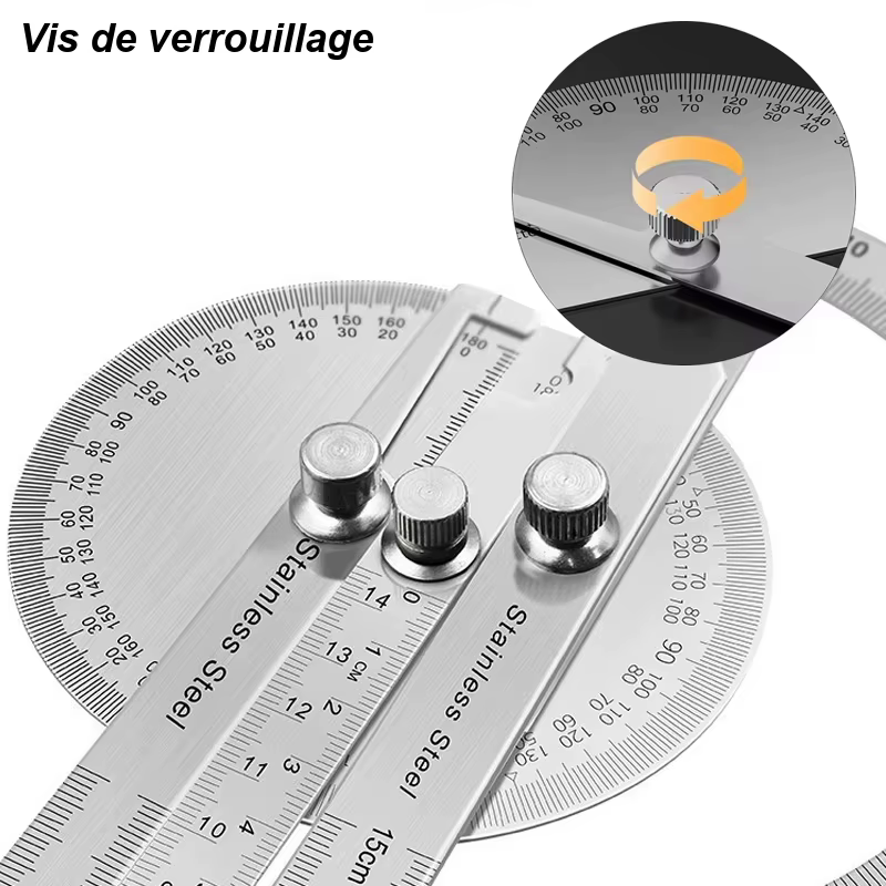 Règle de mesure d'angle en acier inoxydable
