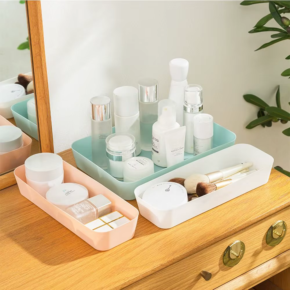 Boîte de rangement de bureau en plastique empilable grande capacité
