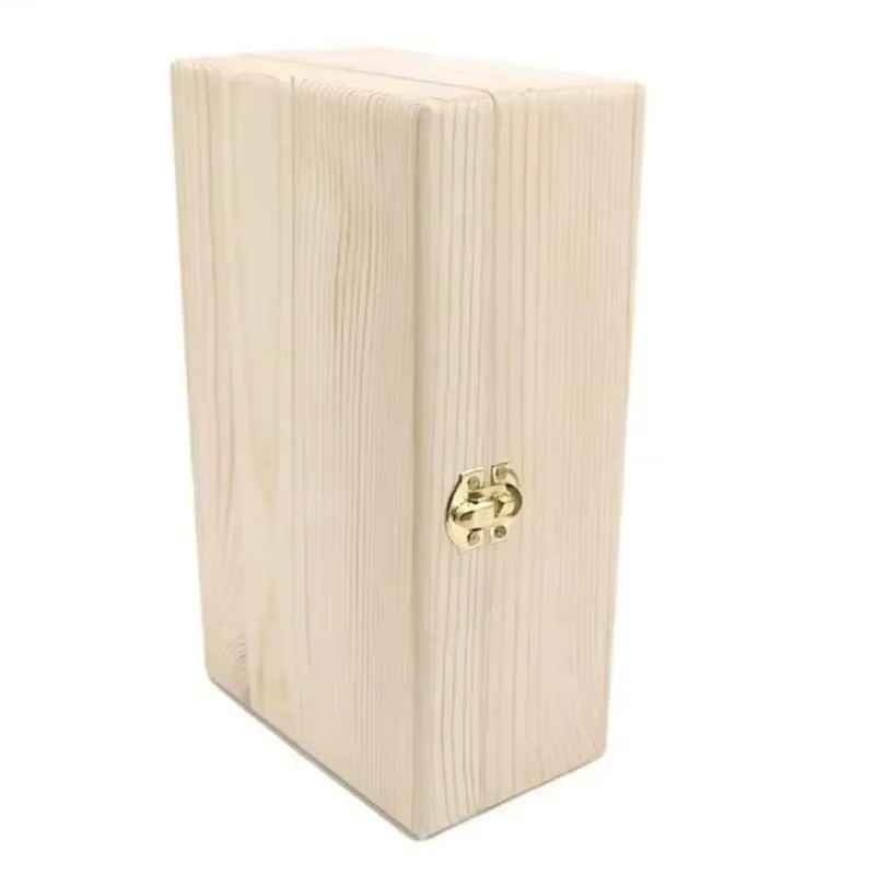 Boîte de rangement en bois rectangulaire à rabat