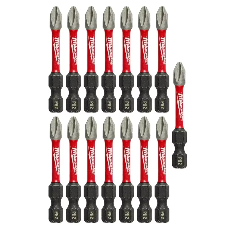 MILWAUKEE Shockwave 2 "ensemble d'embouts de tournevis 15 pièces HSS robuste résistant à l'usure accessoires pour outils électriques 48-32-5004