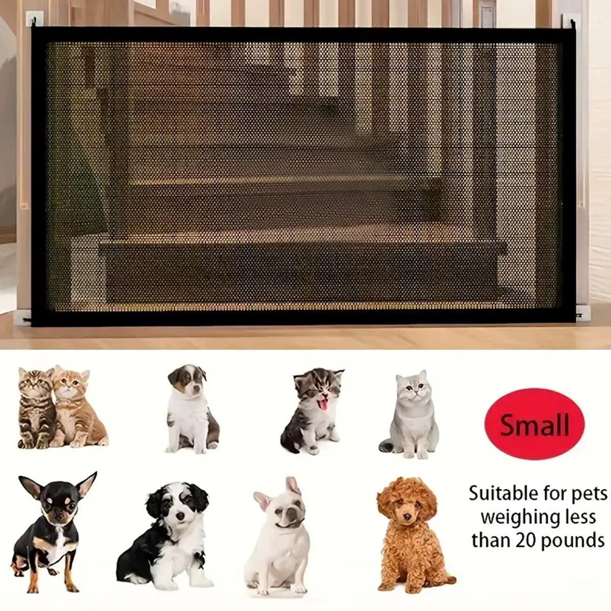 Clôture de sécurité pour chien avec 6 crochets