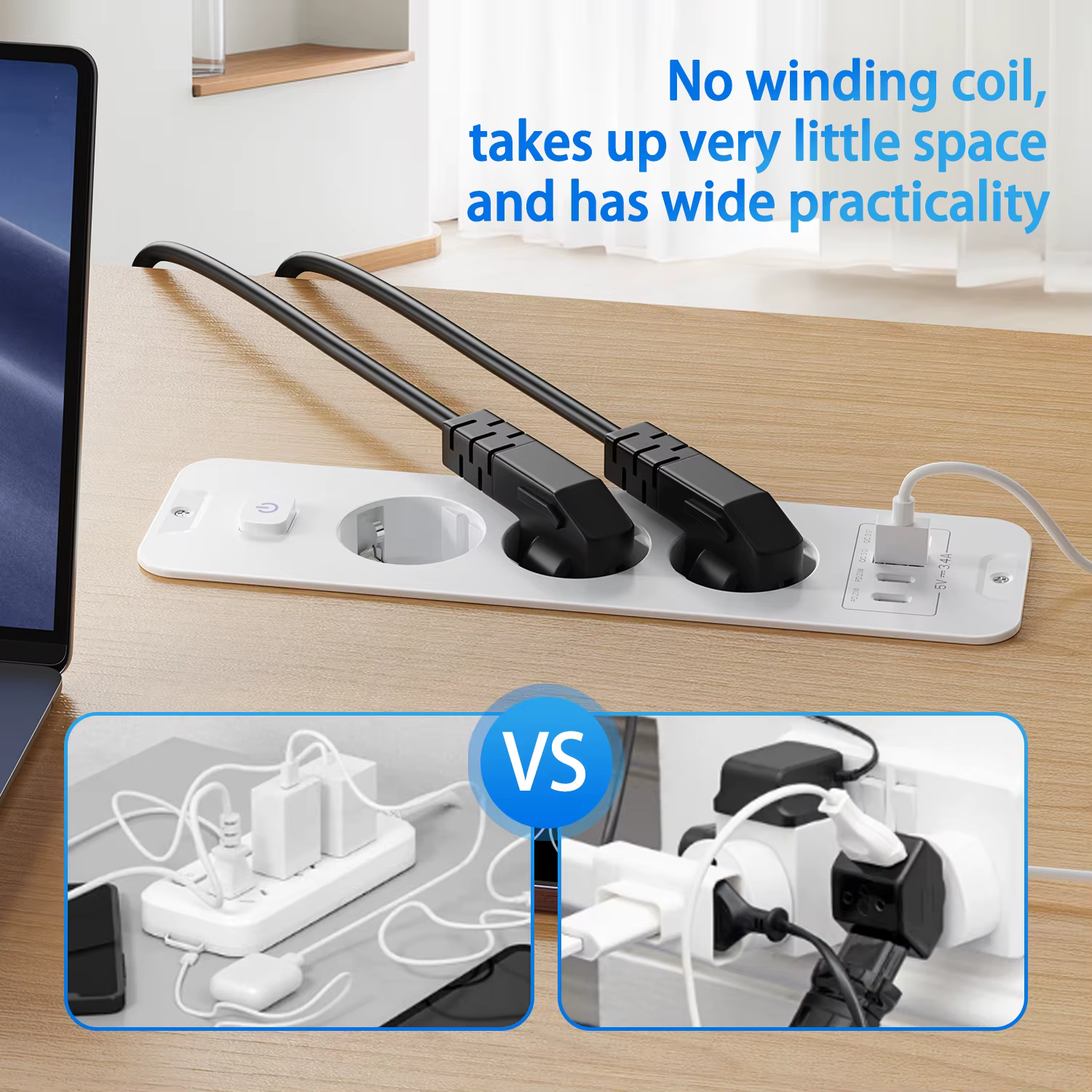 Prises encastrées sur Table ue, prises intégrées avec 2 ports USB 2 Type C PD20W, prise de courant cachée pour bureau intégré pour meubles