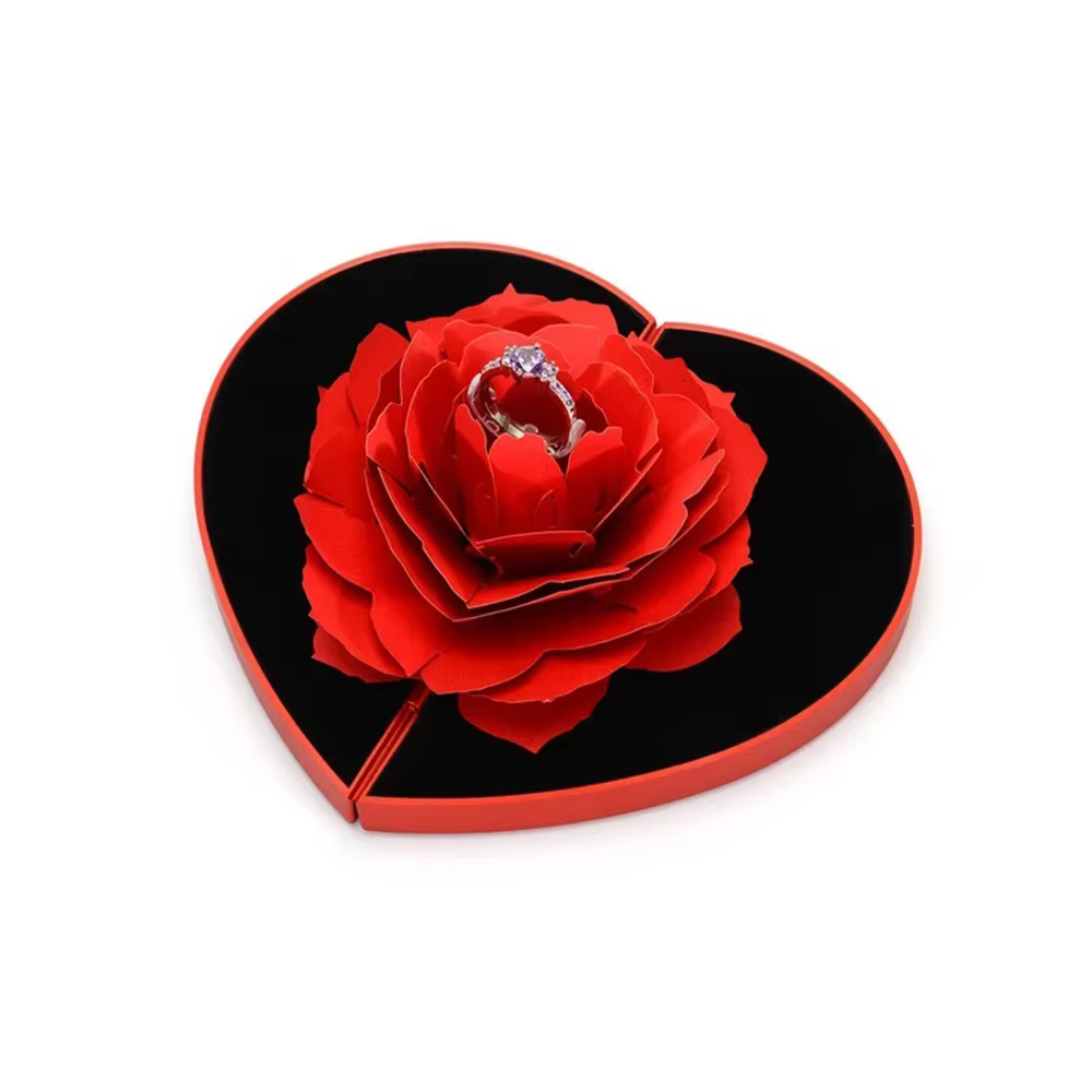 Présentoir de bagues de mariage en forme de cœur 3D