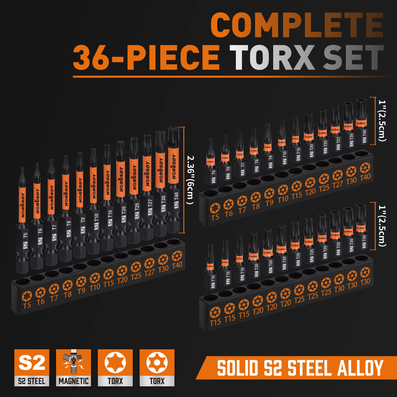 HORUSDY – jeu de 36 embouts Torx de sécurité