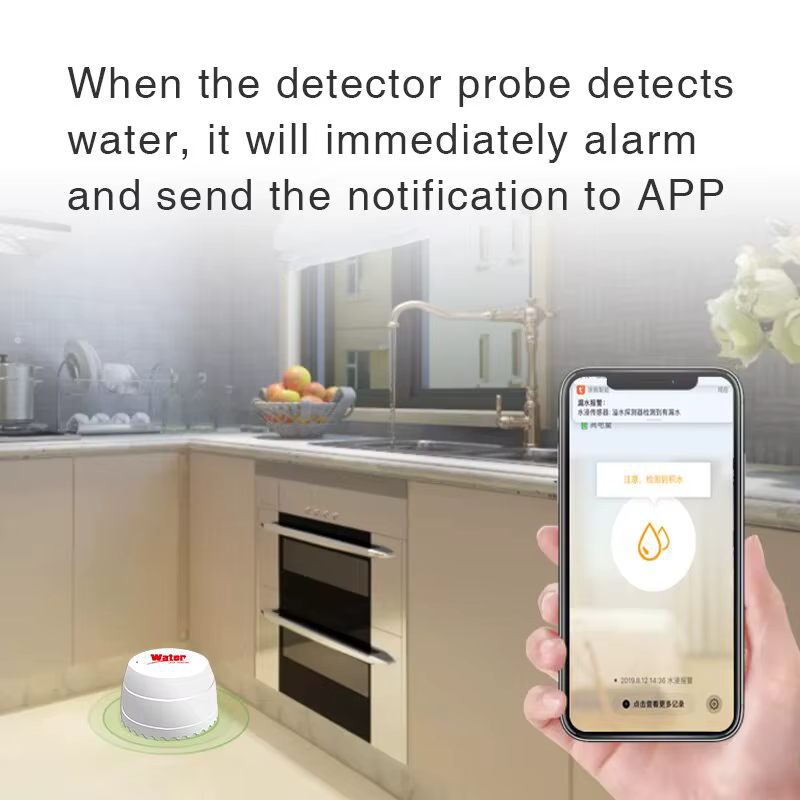 Tuya-Détecteur de fuite d'eau WiFi, capteur d'inondation, Smart Life, surveillance à distance, sécurité de débordement d'eau, Alexa, Google