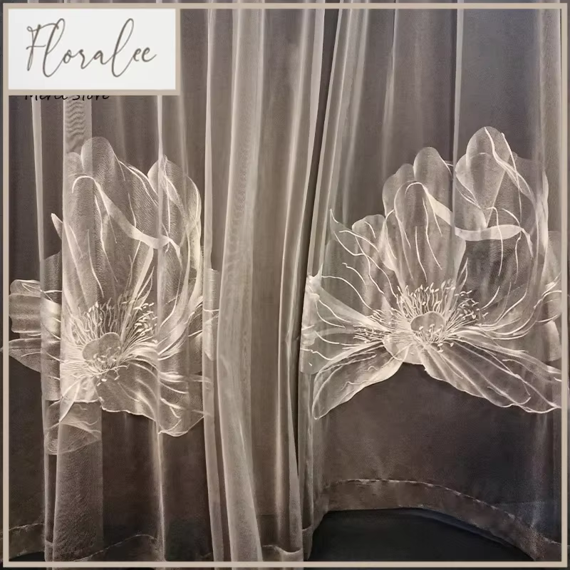 Rideaux transparents brodés de luxe modernes, sur mesure, pour salon, Style français, américain et européen, décoration de Villa, Voile