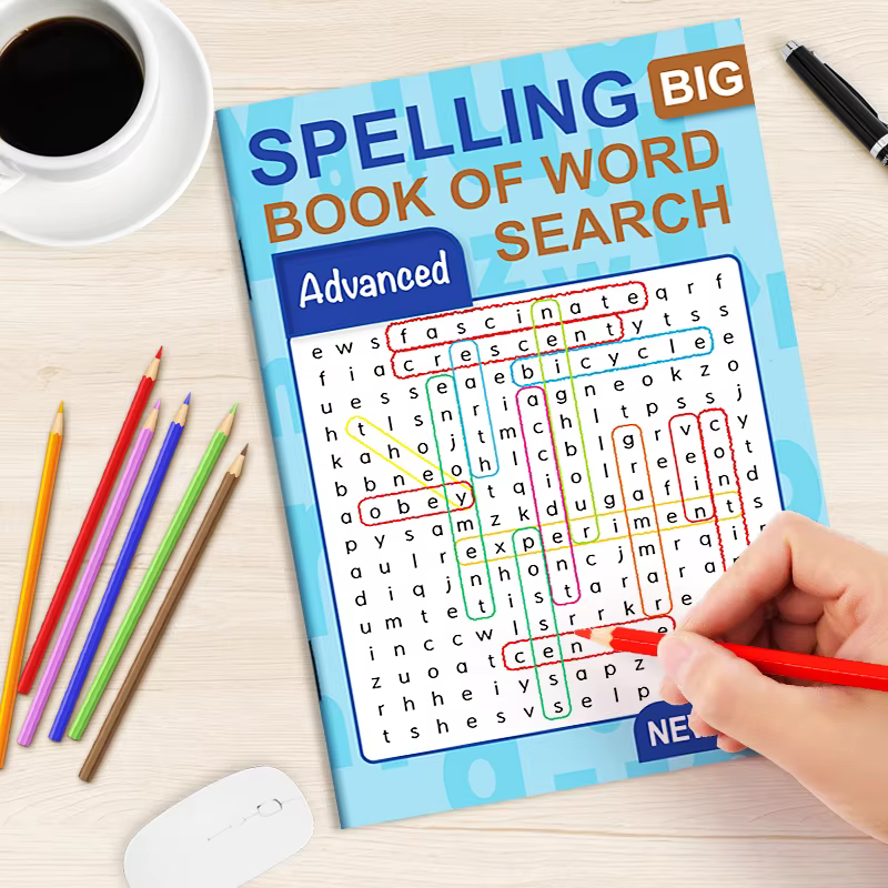 Livre de mots à chercher pour l'entraînement avancé au vocabulaire des adolescents, renforce les règles d'orthographe avancées et enrichit la mémoire des mots anglais 