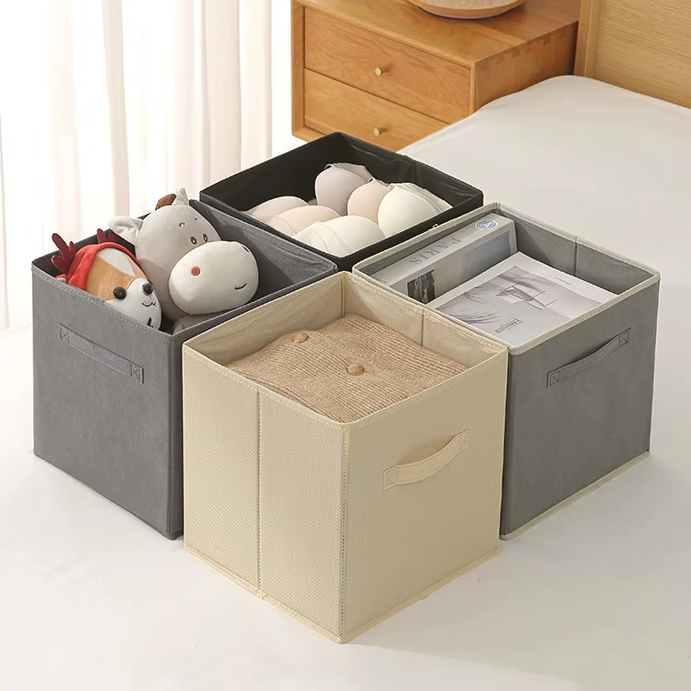 Boîte de rangement Cube Non tissée pliable, 1 pièce, fournitures pour la maison, garde-robe, gain de place pour jouets, vêtements, organisateur de rangement de bureau