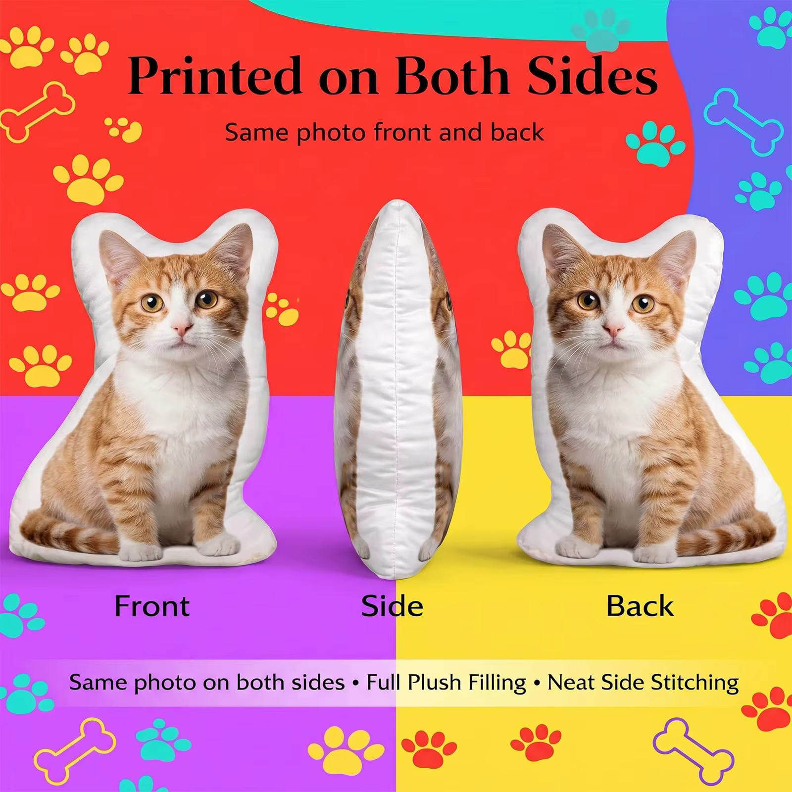 Coussin personnalisé avec photo, coussin en forme de visage de chien ou de chat personnalisé, coussins rembourrés personnalisés avec photos d'animaux de compagnie