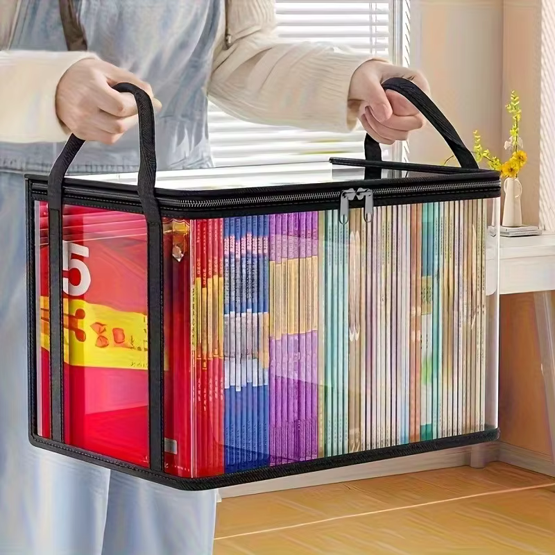 Lot de 3 boîtes de rangement transparentes pliables et peu encombrantes avec couvercles rabattables