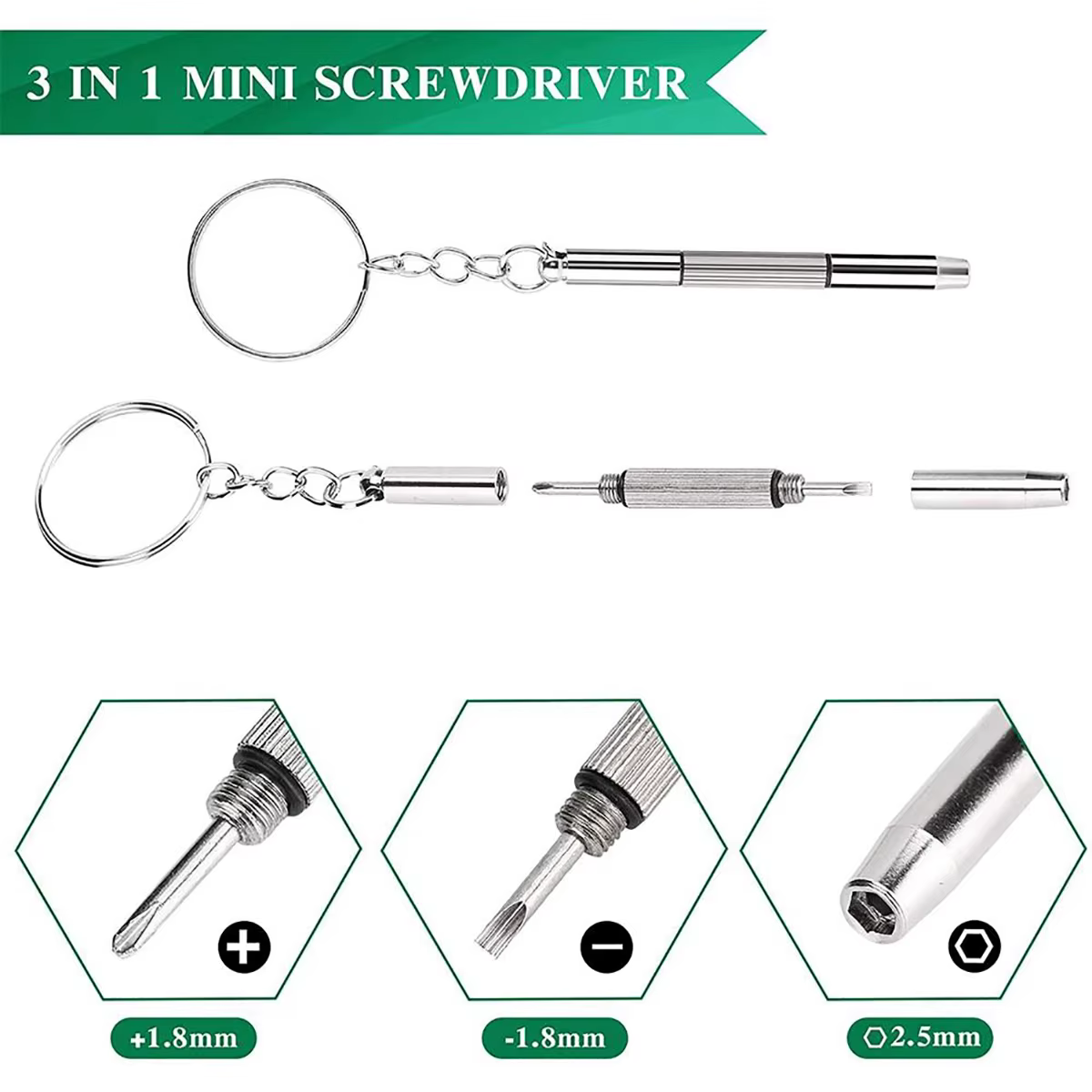 1/2 pièces Mini tournevis 3-en-1 pour lunettes