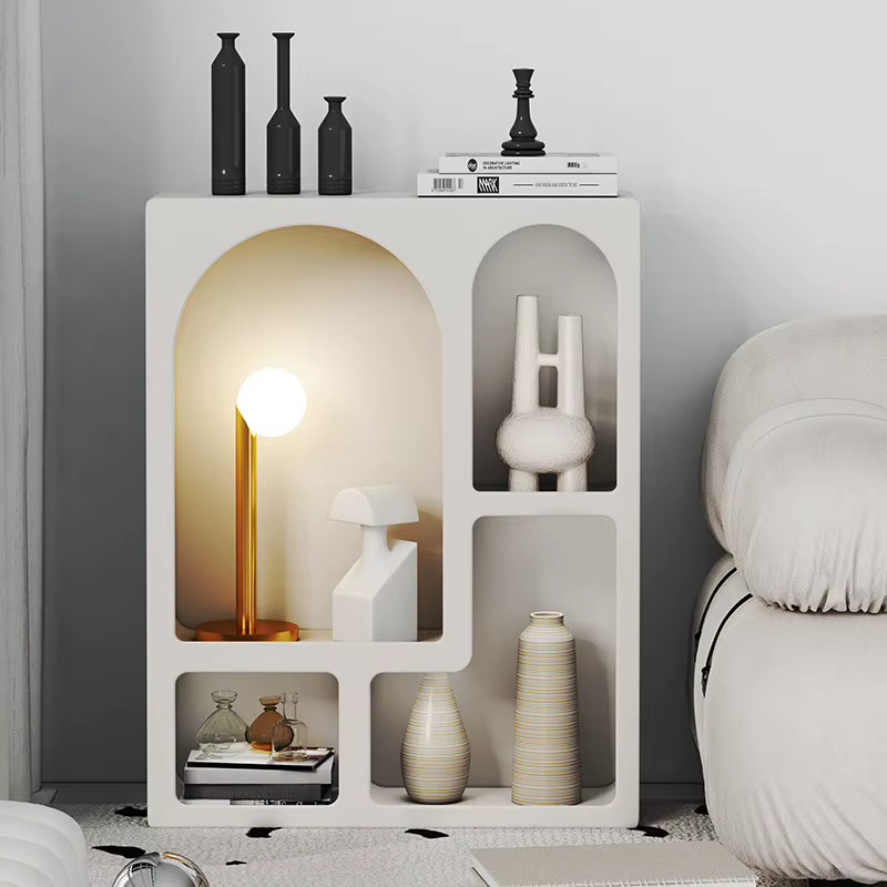 Armoires de rangement noires, armoires de cuisine nordiques pour livres et objets de collection, meubles de bar arqués, meubles pour la maison